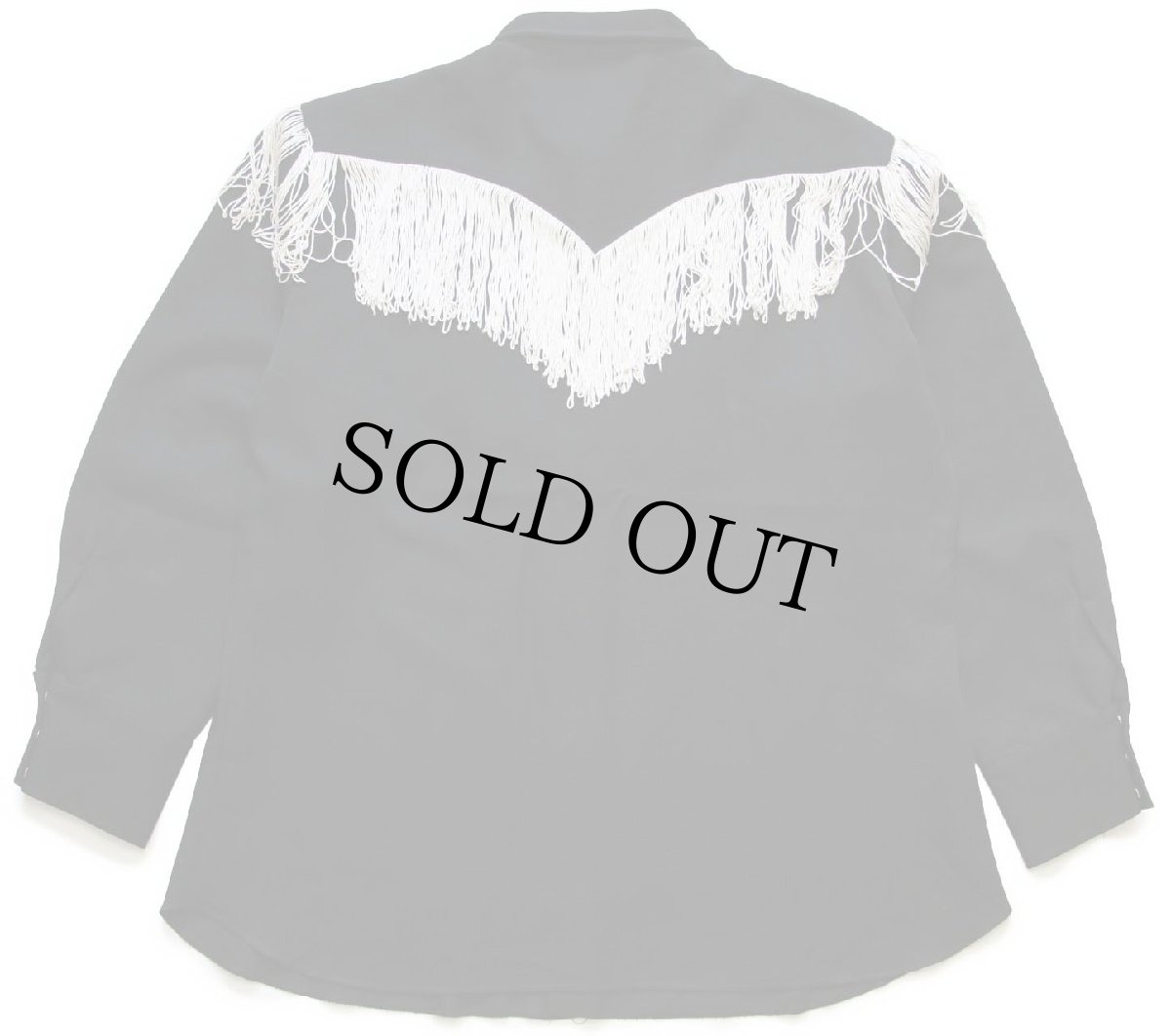 画像2: 70s USA製 HBARC 音符 チェーン刺繍&フリンジ ロカビリー ウエスタンシャツ 黒 17.5 (2)