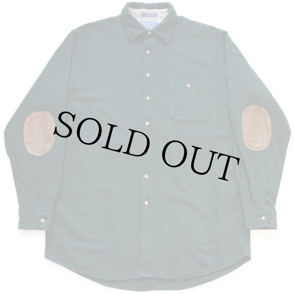 90s USA製 PENDLETONペンドルトン 無地 エルボーパッチ付き ウール