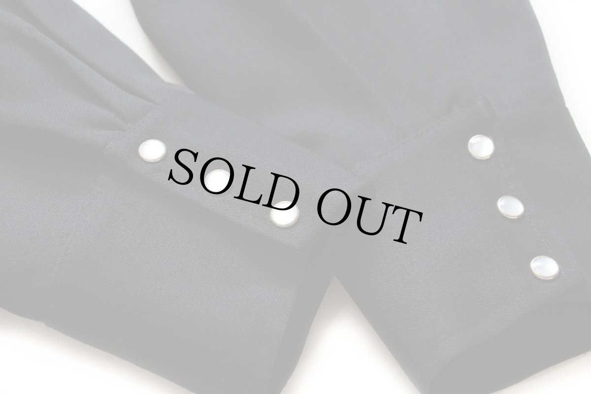 画像6: 70s USA製 HBARC 音符 チェーン刺繍&フリンジ ロカビリー ウエスタンシャツ 黒 17.5 (6)