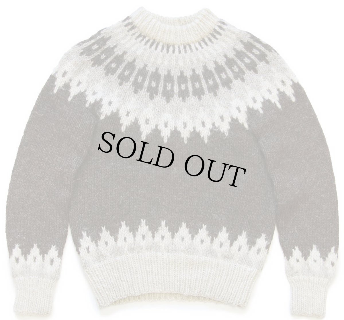 画像1: VIKING ICELAND STYLE 丸ヨーク ノルディック柄 ウールニット セーター M (1)