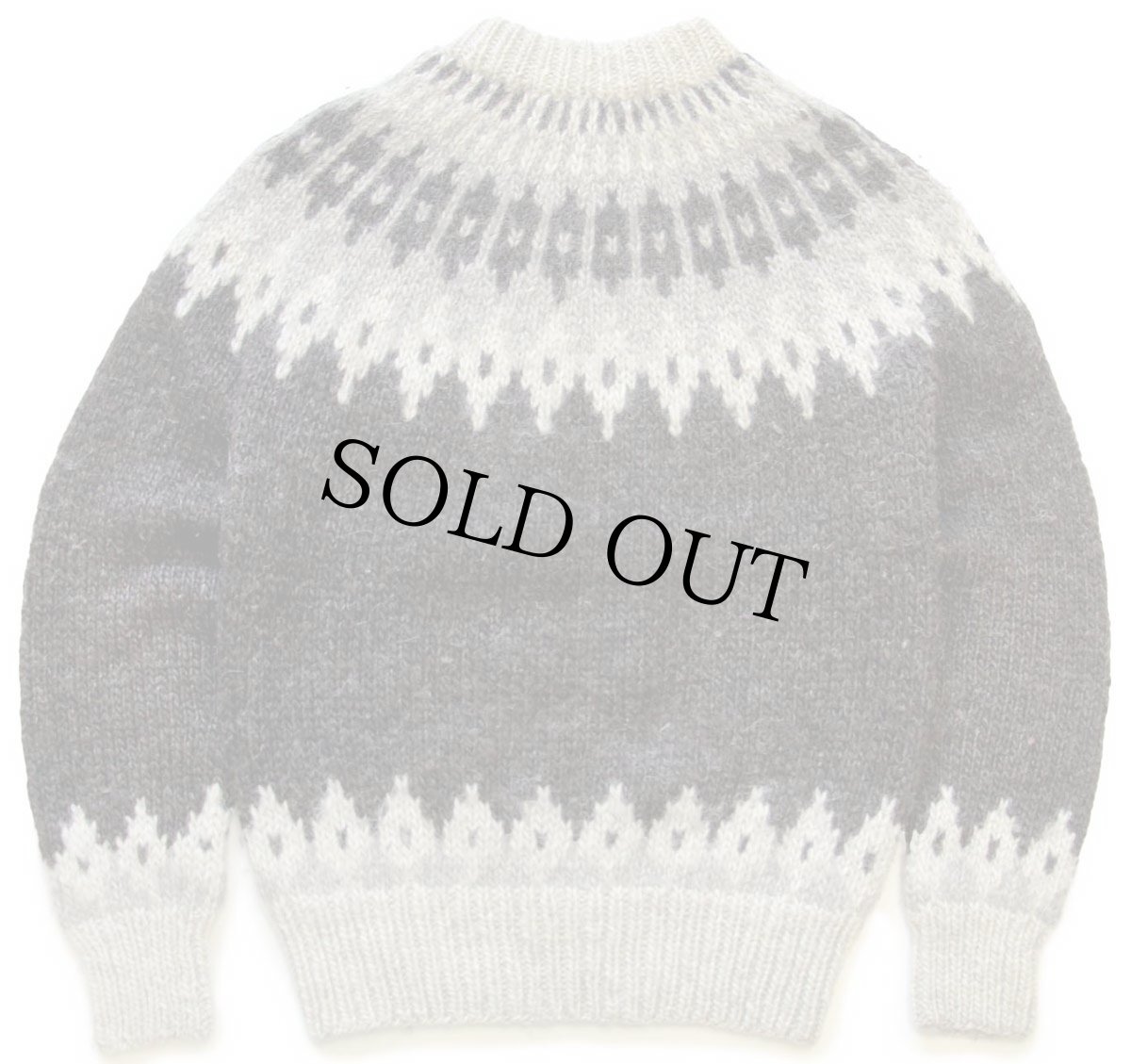 画像2: VIKING ICELAND STYLE 丸ヨーク ノルディック柄 ウールニット セーター M (2)