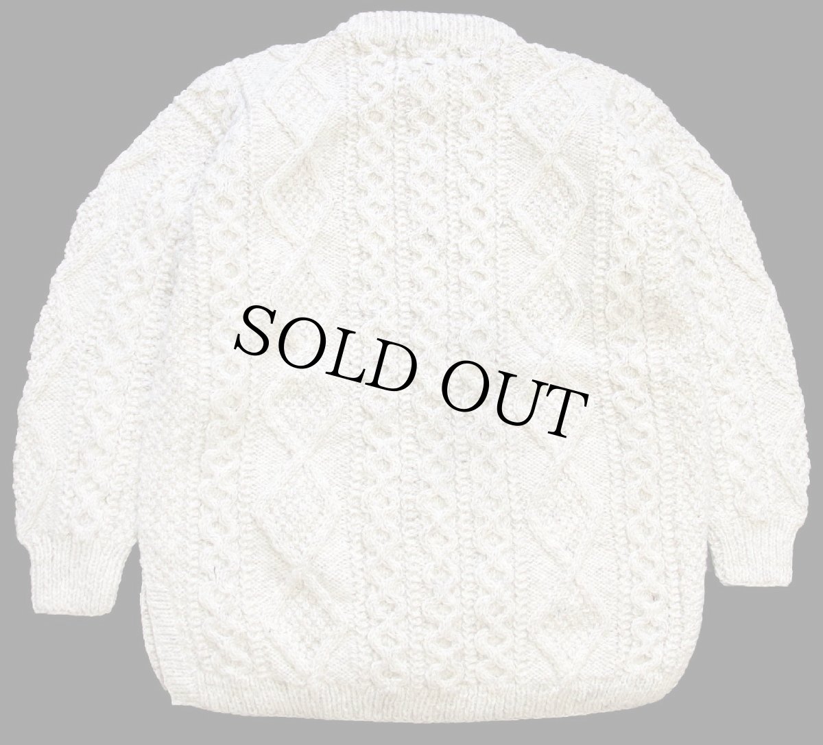 画像2: アイルランド製 stanoun ケーブル編み ウール ハンドニット カーディガン ナチュラル×ベージュ★フィッシャーマン (2)