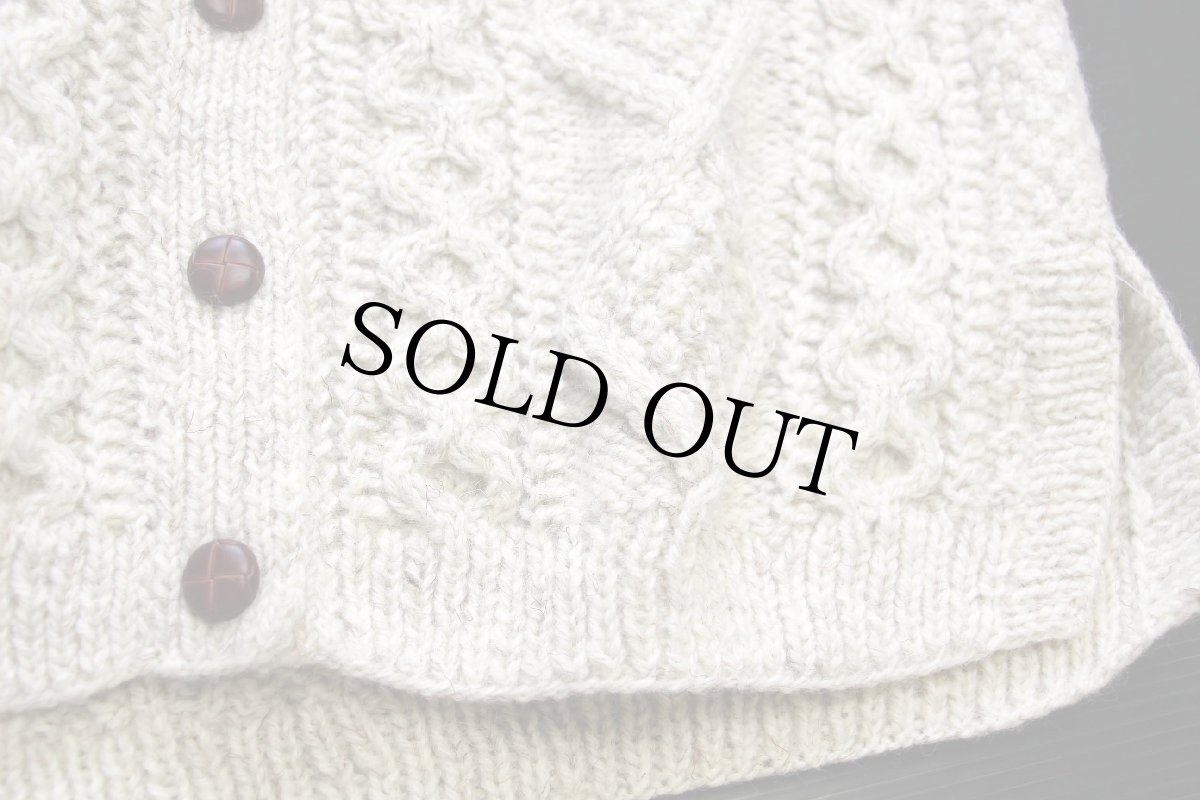 画像5: アイルランド製 stanoun ケーブル編み ウール ハンドニット カーディガン ナチュラル×ベージュ★フィッシャーマン (5)