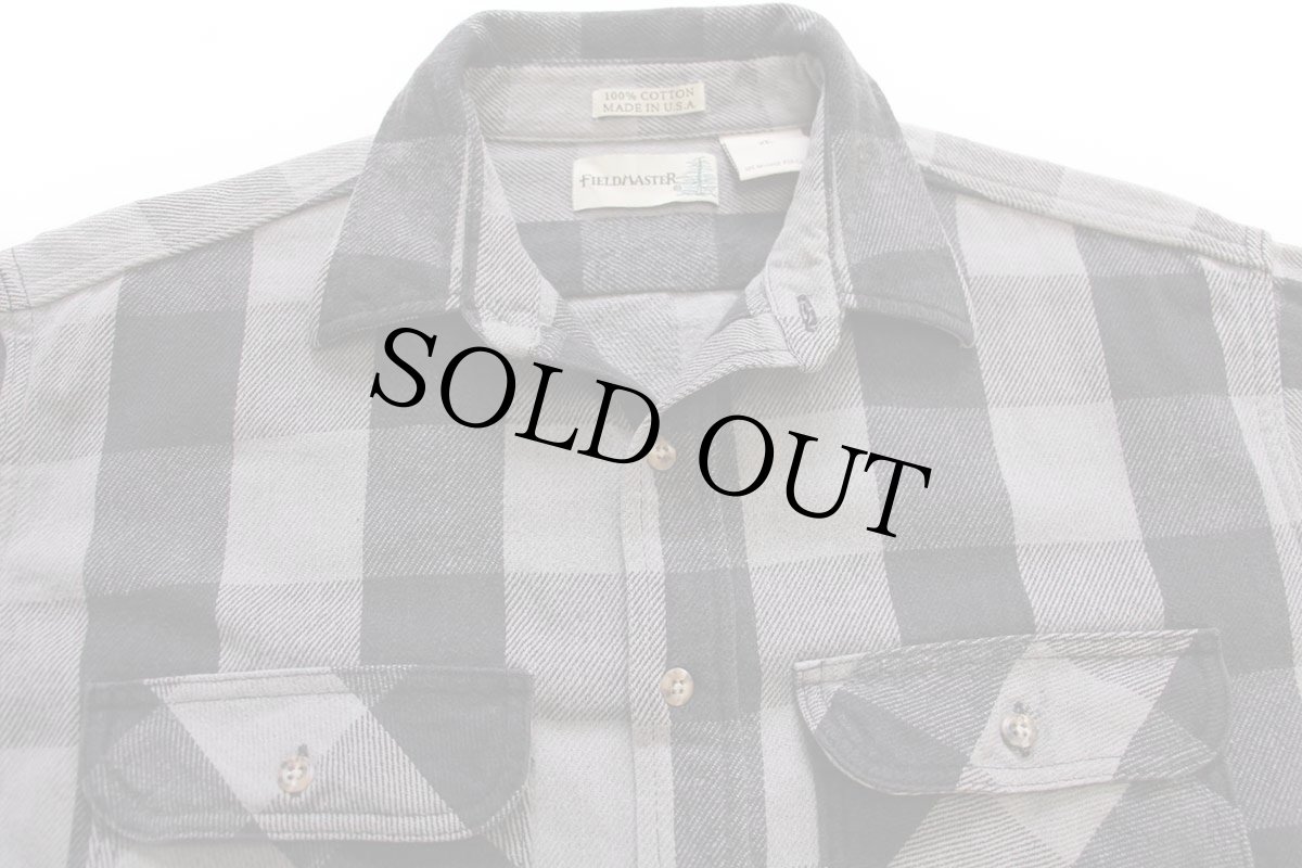 画像3: 90s USA製 FIELDMASTER バッファローチェック コットン フランネルシャツ グレー×黒 XL (3)