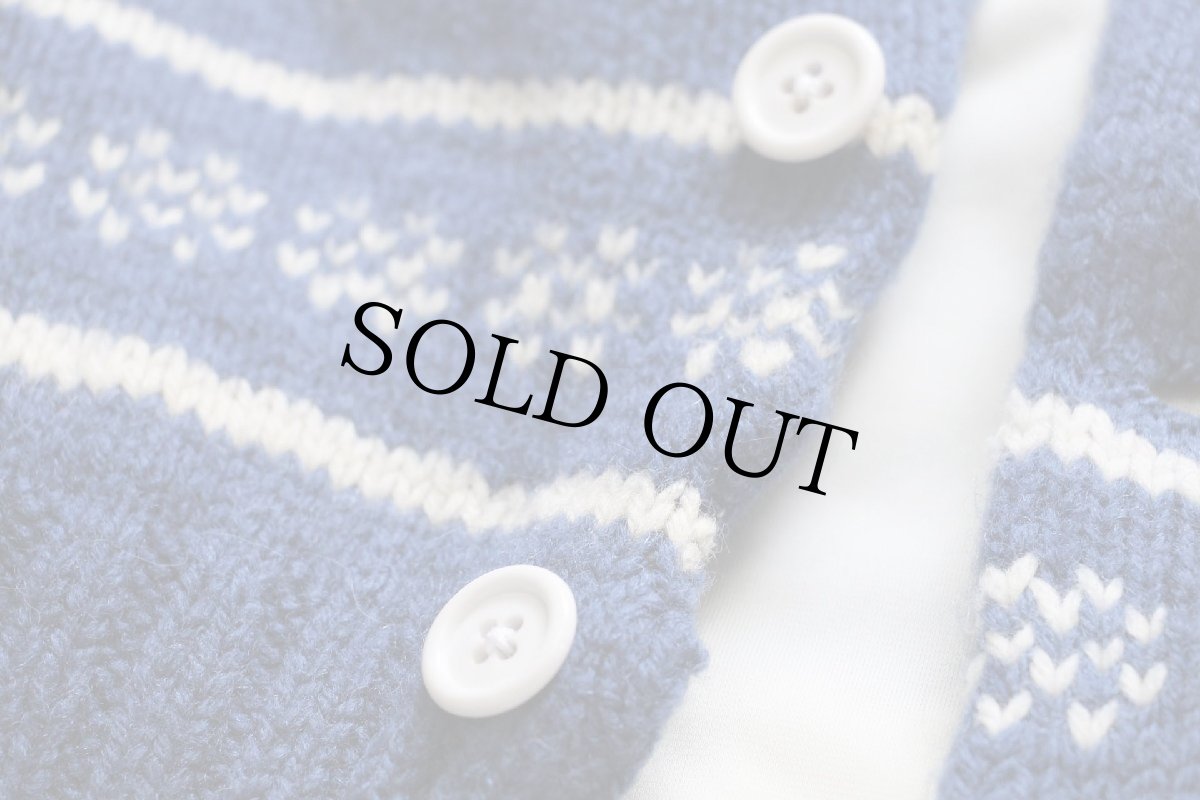 画像6: ビンテージ スキー柄 ショールカラー ウール ハンドニット カーディガン (6)