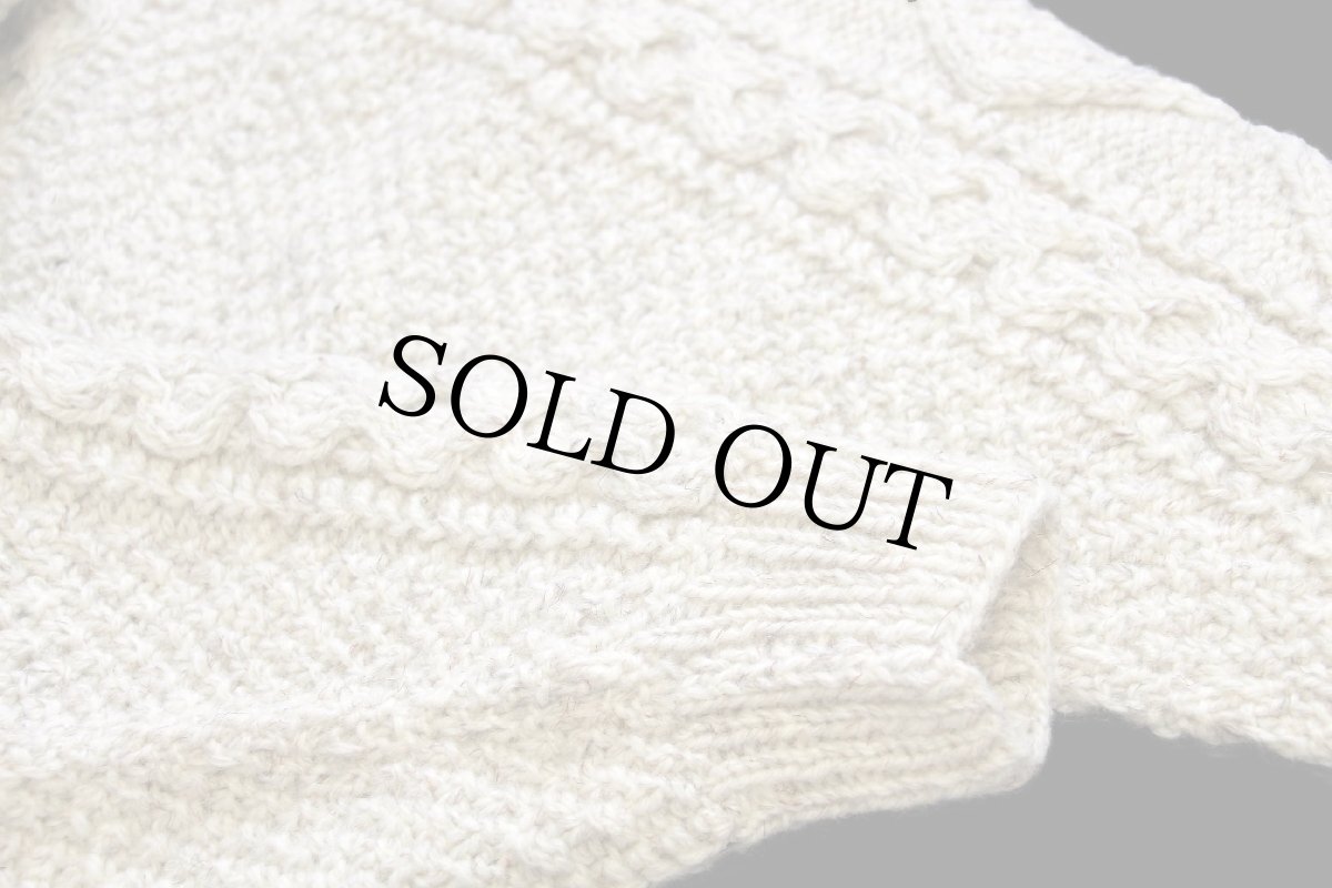 画像6: アイルランド製 stanoun ケーブル編み ウール ハンドニット カーディガン ナチュラル×ベージュ★フィッシャーマン (6)