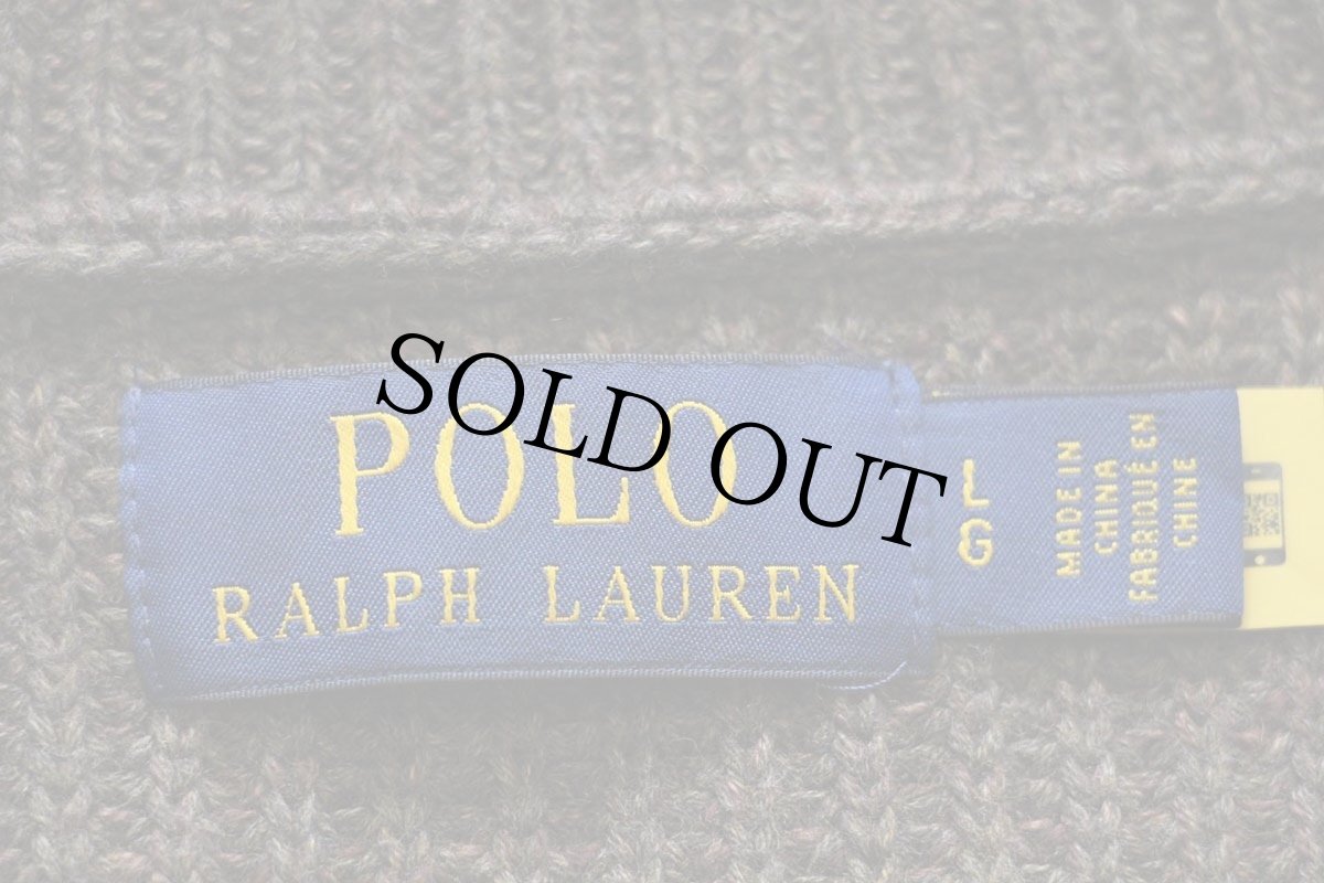 画像5: ポロ ラルフローレン ショールカラー パチポケ ローゲージ コットンニット カーディガン オリーブ ミックス L (5)