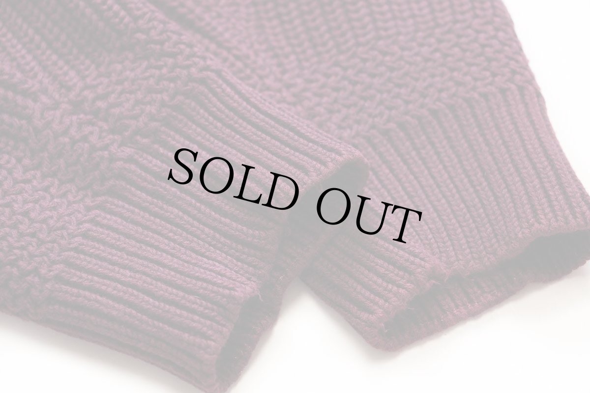 画像6: 90s EddieBauerエディーバウアー 5ボタン ヘンリーネック コットンニット セーター ワインレッド L (6)