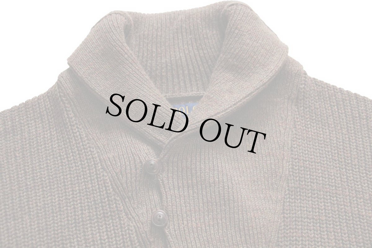 画像4: ポロ ラルフローレン ショールカラー パチポケ ローゲージ コットンニット カーディガン オリーブ ミックス L (4)