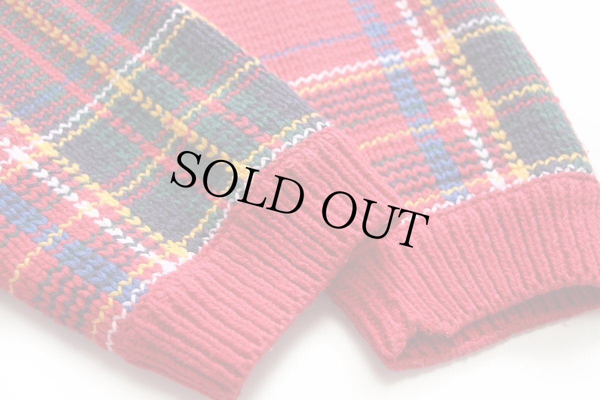 画像6: 90s GAPギャップ タータンチェック コットンニット セーター L (6)