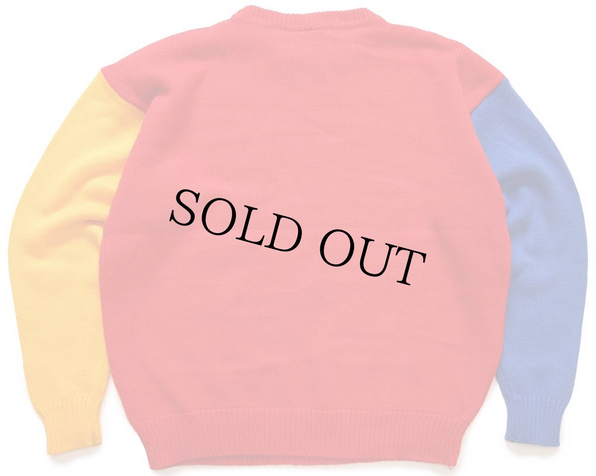 画像2: 90s Disneyディズニー ミッキー マウス マルチカラー 切り替え アクリルニット セーター 赤×青×黄 XL (2)