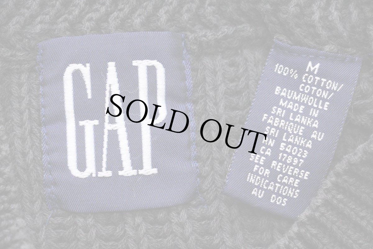 画像4: 90s GAPギャップ ライン入り ローゲージ コットンニット セーター 炭黒 M (4)