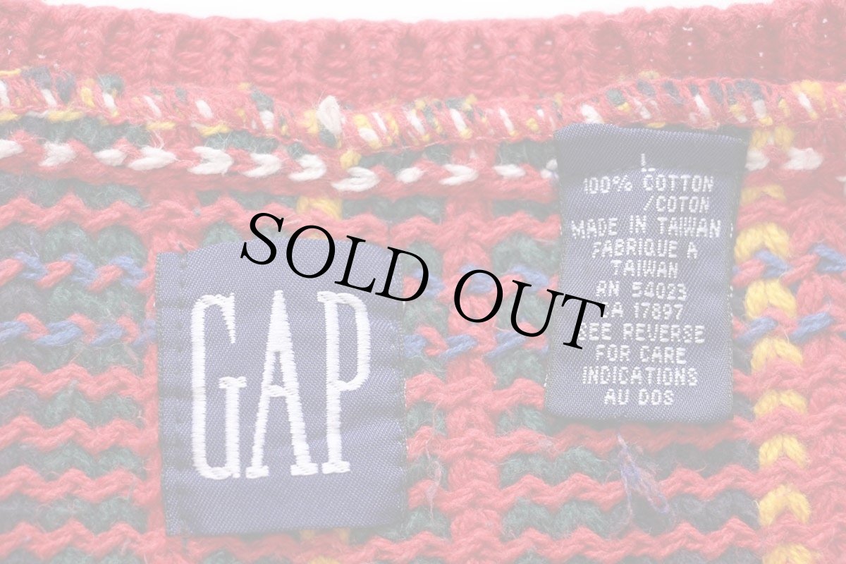 画像4: 90s GAPギャップ タータンチェック コットンニット セーター L (4)