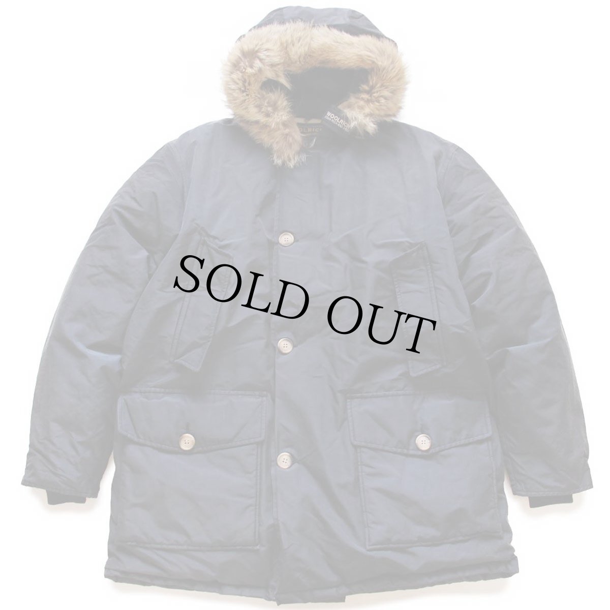 画像1: 00s USA製 WOOLRICH JOHN RICH&BROS ウールリッチ コヨーテファー アークティックパーカー ダウンコート 紺 フェード L★B-9タイプ (1)
