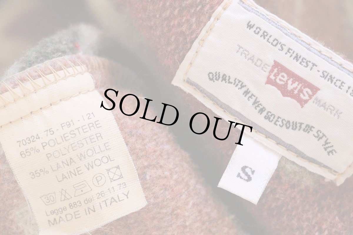 画像4: 90s イタリア製 Levi'sリーバイス フォークロア柄 フーデッド ウール混 ブランケット コート S★ユーロ (4)