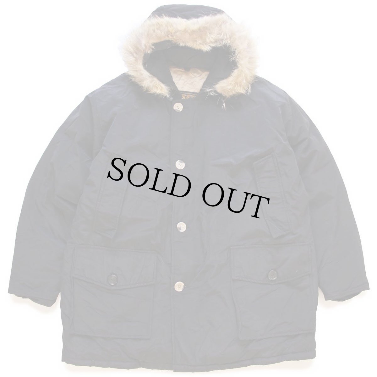 画像1: 00s USA製 WOOLRICH JOHN RICH&BROS ウールリッチ コヨーテファー アークティックパーカー ダウンコート 黒★B-9タイプ (1)