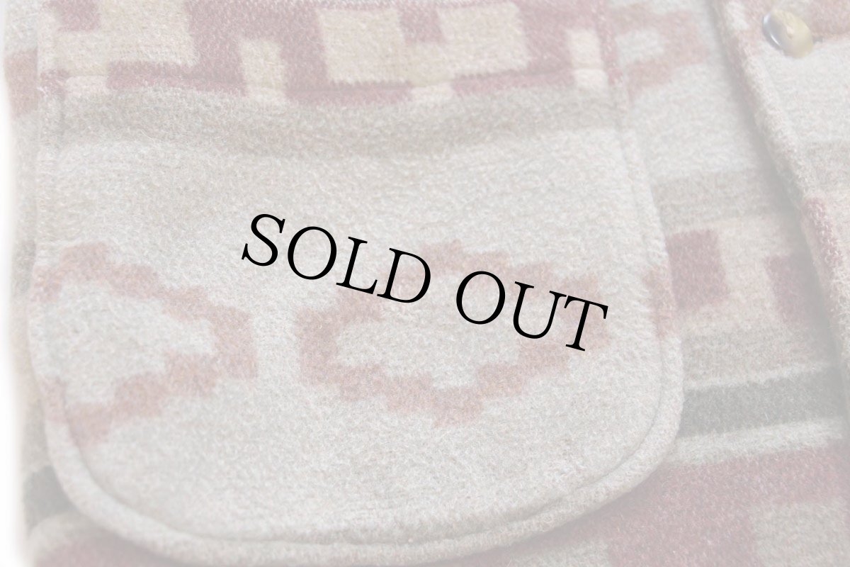 画像7: 90s イタリア製 Levi'sリーバイス フォークロア柄 フーデッド ウール混 ブランケット コート S★ユーロ (7)