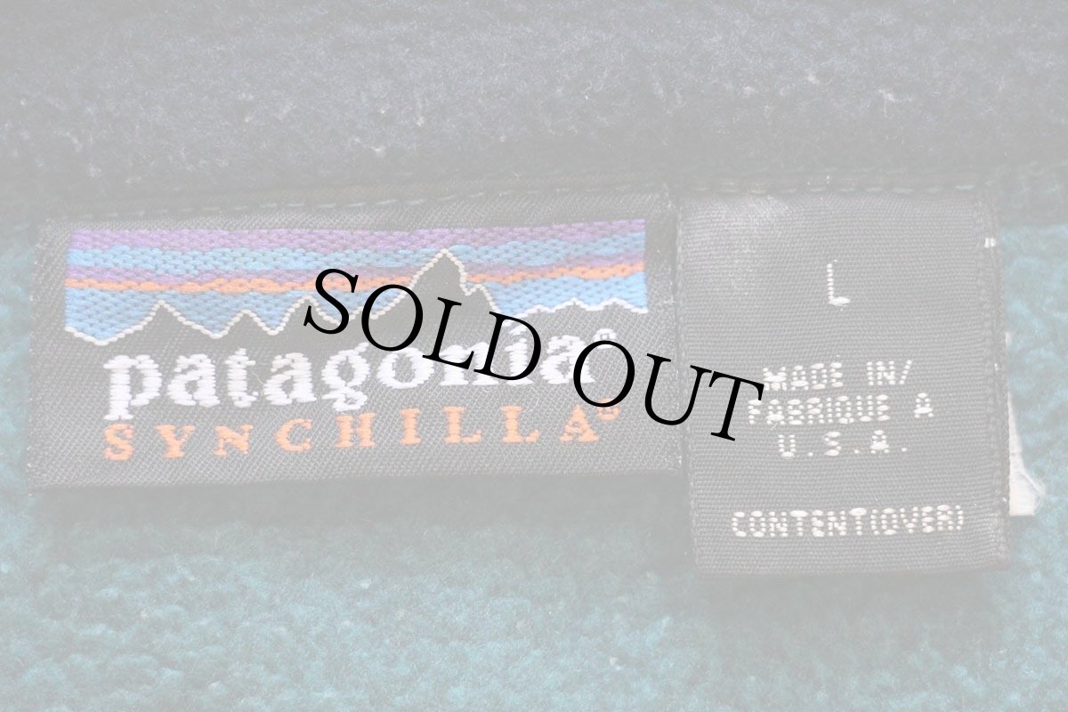 画像4: 90s USA製 patagoniaパタゴニア ロゴ刺繍 シンチラ フリースベスト 緑 L (4)