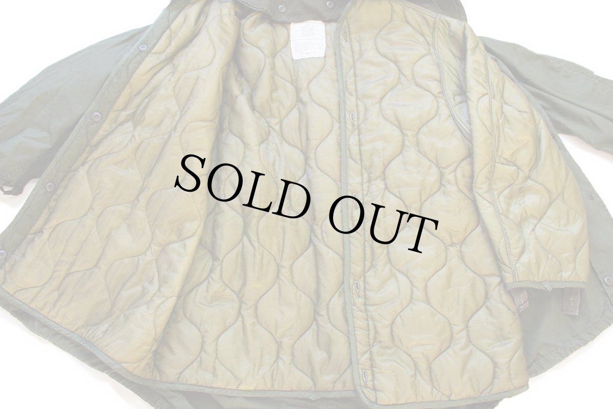 画像4: 80s 米軍 U.S.ARMY キルティングライナー&フード付き M-65 パーカー XS★モッズコート フィッシュテール フルセット (4)