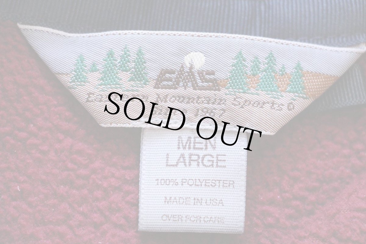 画像4: 90s USA製 EMS チロリアンテープ プルオーバー フリース ワインレッド×紺 L (4)