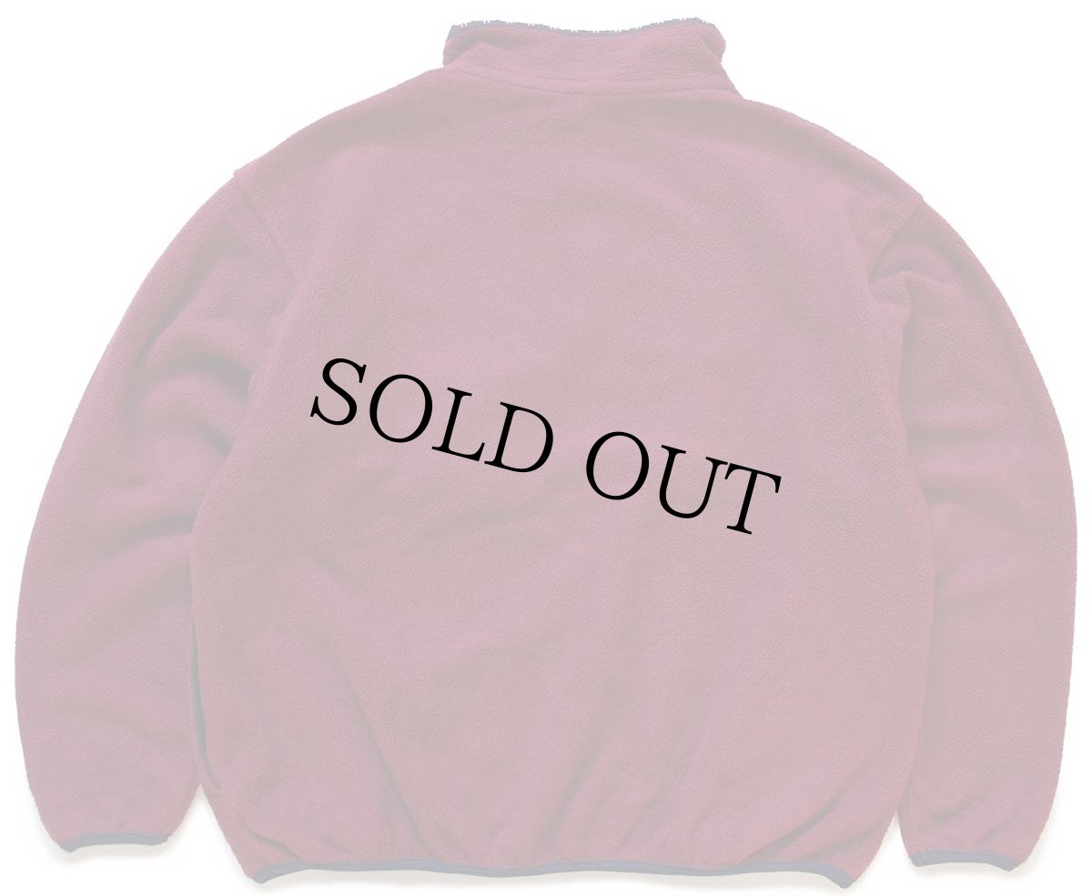 画像2: 90s USA製 EMS チロリアンテープ プルオーバー フリース ワインレッド×紺 L (2)