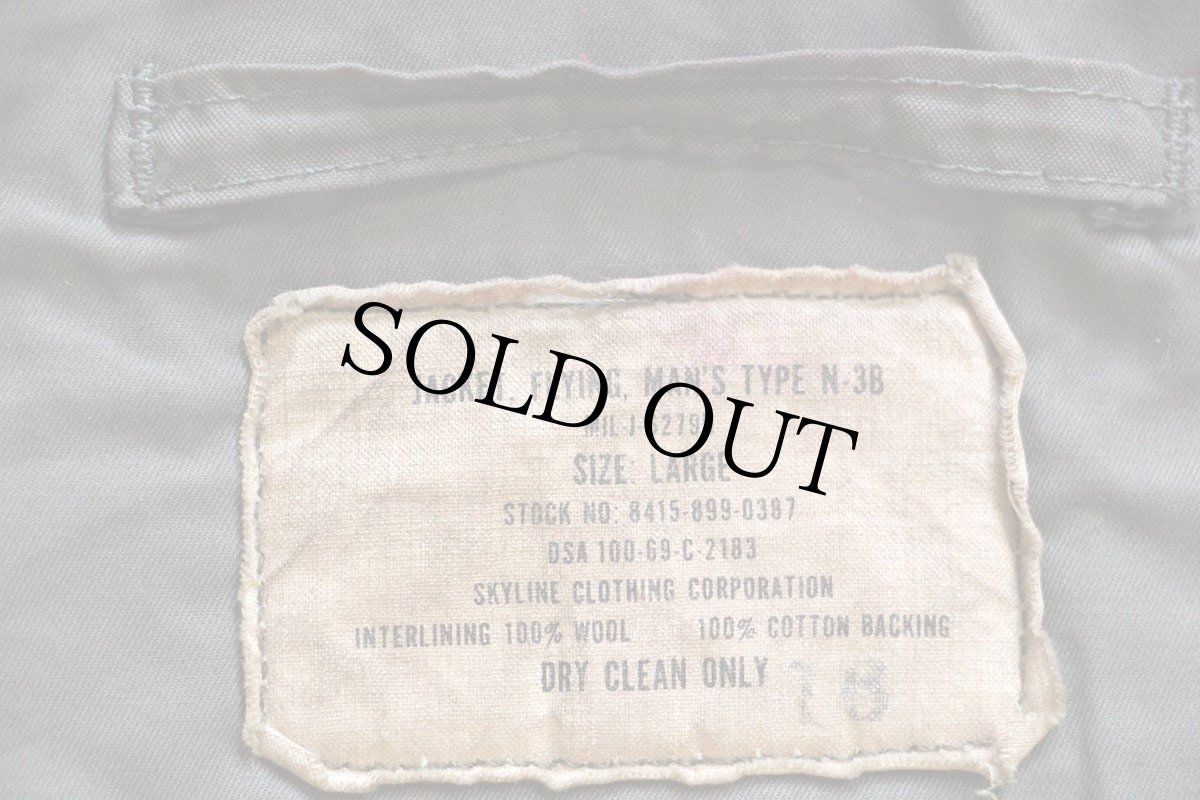 画像4: 60s 米軍 USAF N-3B リアルファー フライトジャケット セージグリーン L (4)