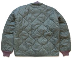 画像2: 80s 米軍 USAF CWU-9/P ナイロン キルティング ライナージャケット セージグリーン M (2)
