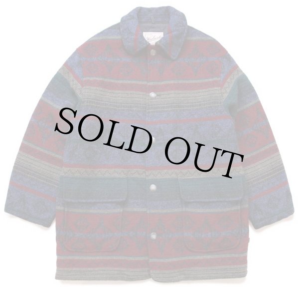 90s USA製 Woolrichウールリッチ フォークロア柄 コンチョボタン