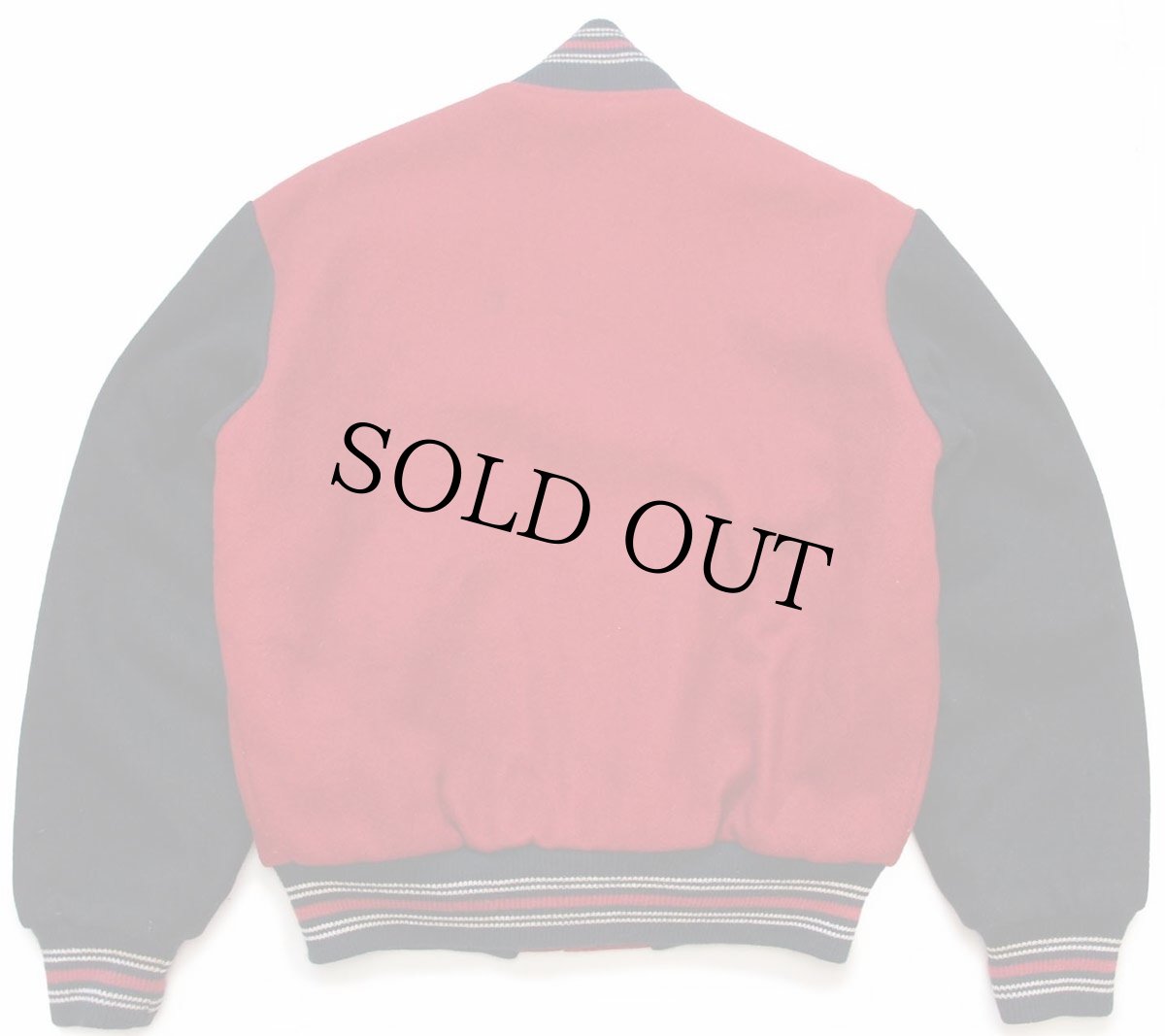 画像2: 60s THE STANDARD PENNANT レタードパッチ&チェーン刺繍 ツートン キルティングライナー メルトン ウール スタジャン 赤×黒 (2)