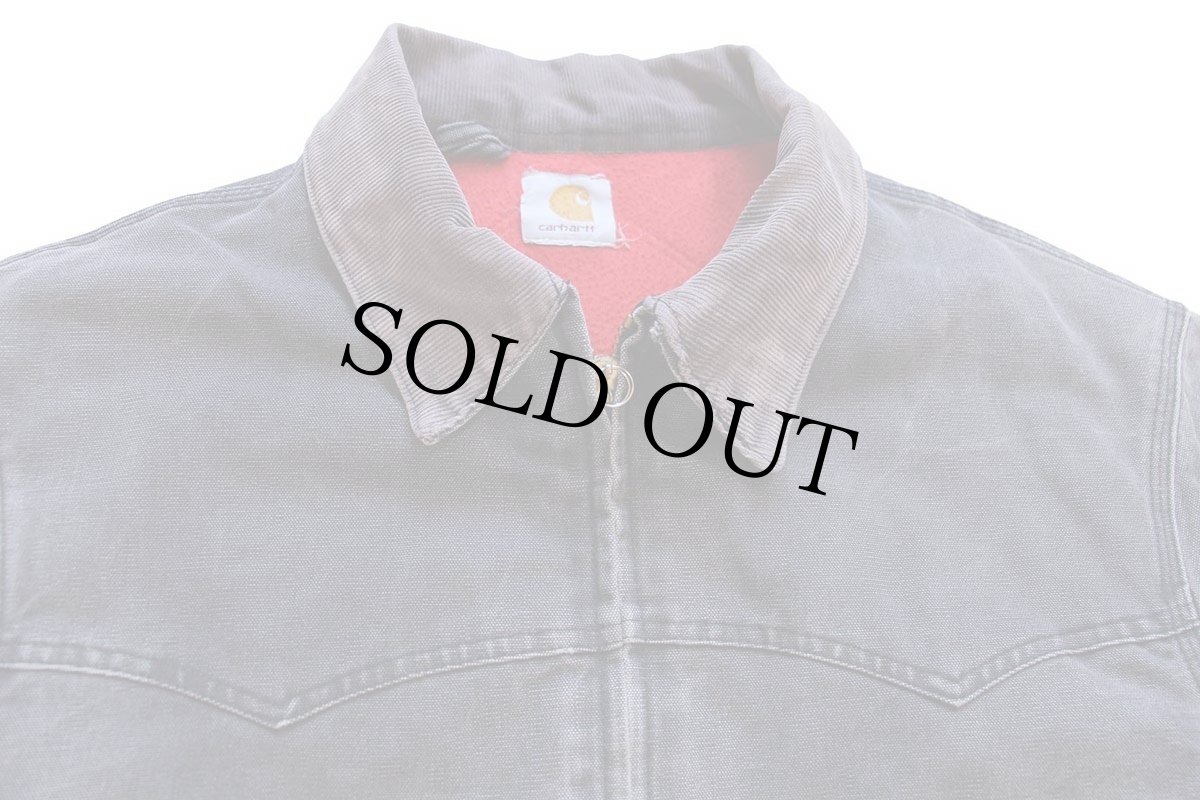 画像3: 90s carharttカーハート キルティングライナー ダック地 サンタフェジャケット ボロ 黒 フェード (3)