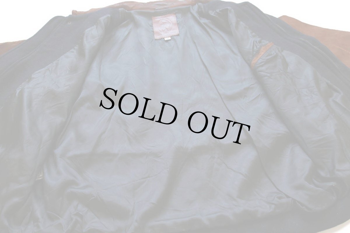 画像5: 90s USA製 Golden Bear PEPSI ペプシ 刺繍 マルチカラー メルトン ウール ヌバック レザー 袖革スタジャン XL (5)