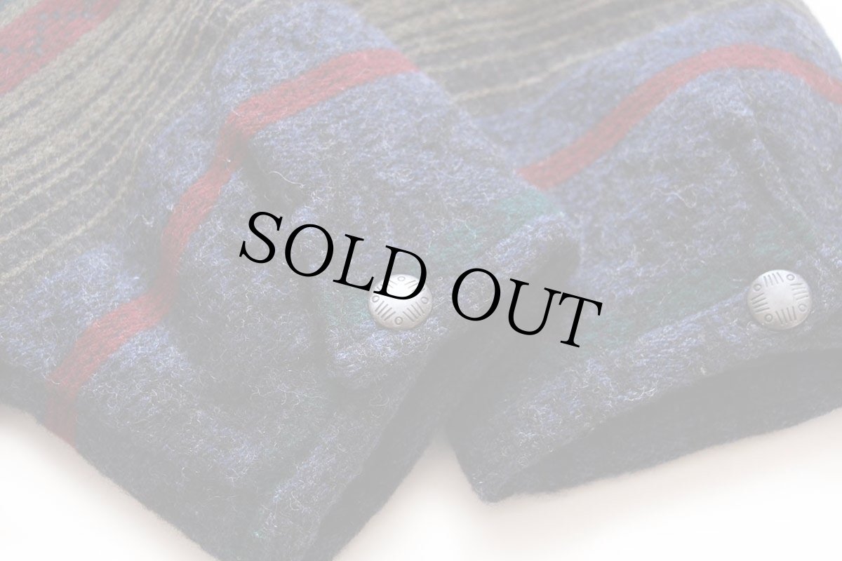 画像7: 90s USA製 Woolrichウールリッチ フォークロア柄 コンチョボタン キルティングライナー ウール ブランケット コート L (7)