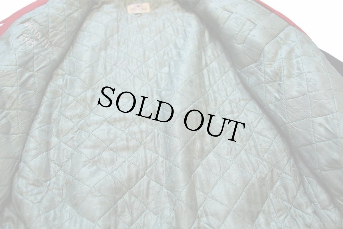 画像5: 60s THE STANDARD PENNANT レタードパッチ&チェーン刺繍 ツートン キルティングライナー メルトン ウール スタジャン 赤×黒 (5)