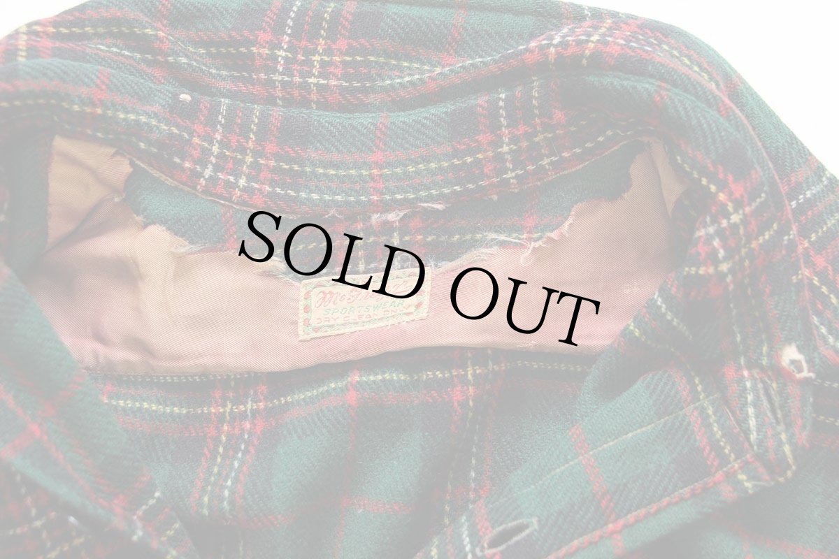 画像5: 40s McGREGORマクレガー タータンチェック マチ付き ウールシャツ ボロ (5)