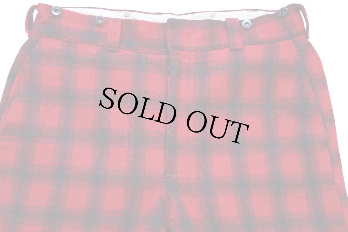 画像4: 70s USA製 Woolrichウールリッチ チェック キルティングライナー ウール ハンティングパンツ 赤×黒 34 (4)