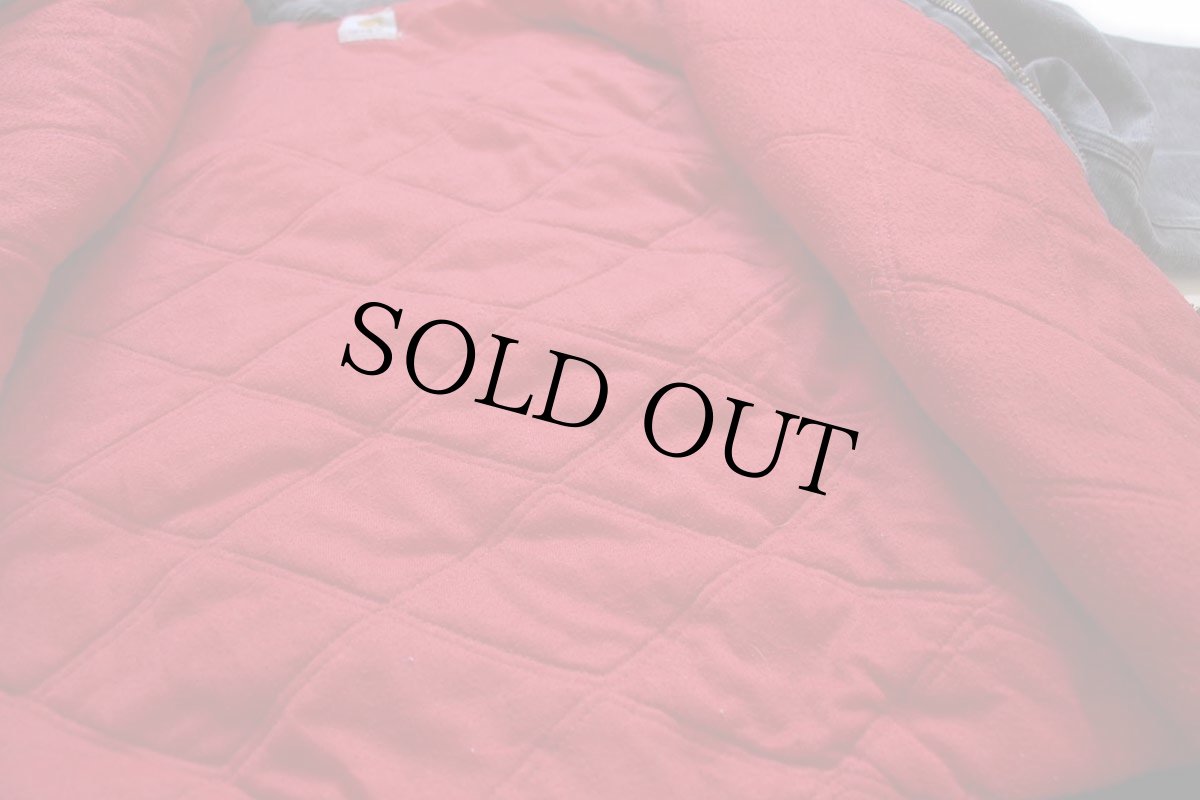 画像5: 90s carharttカーハート キルティングライナー ダック地 サンタフェジャケット ボロ 黒 フェード (5)