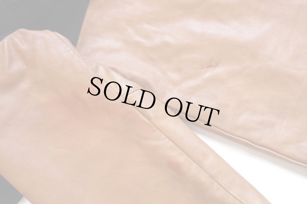 画像6: 90s USA製 Golden Bear The Fan AM950刺繍 キルティングライナー メルトン ウール 袖革スタジャン 濃紺×茶 XL (6)