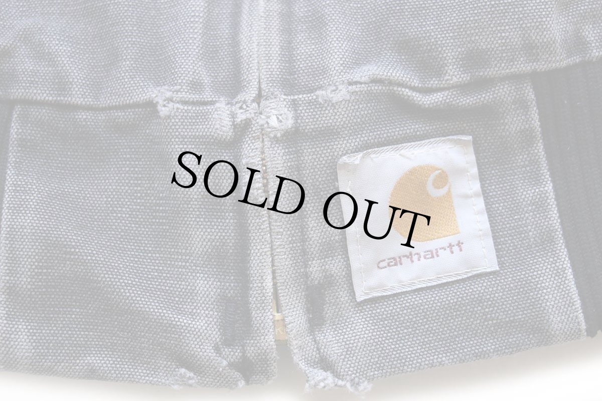 画像6: 90s carharttカーハート キルティングライナー ダック地 サンタフェジャケット ボロ 黒 フェード (6)