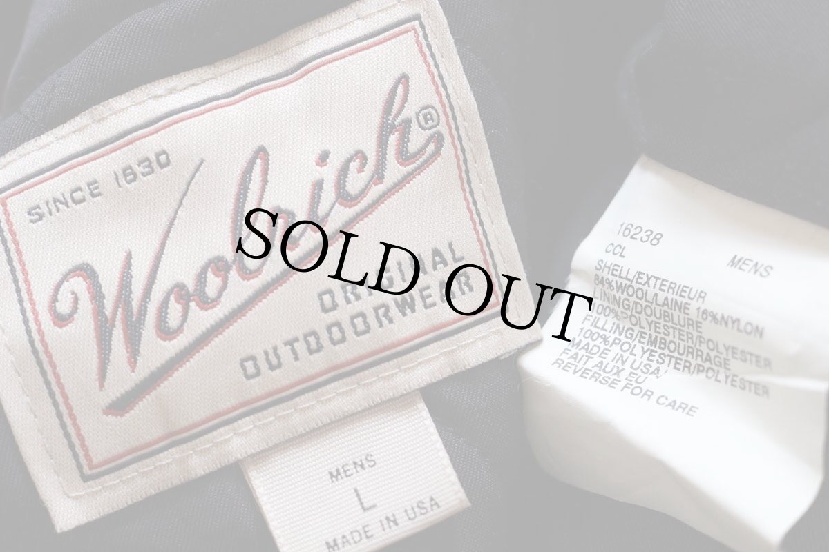 画像4: 90s USA製 Woolrichウールリッチ フォークロア柄 コンチョボタン キルティングライナー ウール ブランケット コート L (4)