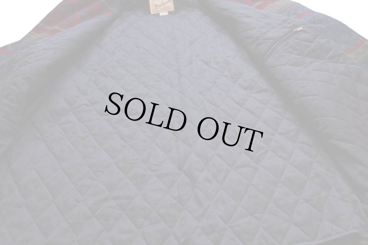 画像5: 90s USA製 Woolrichウールリッチ フォークロア柄 コンチョボタン キルティングライナー ウール ブランケット コート L (5)