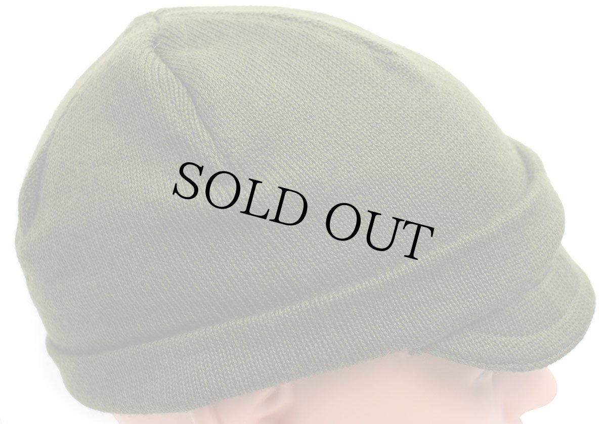 画像3: 00s イタリア軍 ツバ付き ウール ワッチキャップ オリーブグリーン★B ニットキャップ (3)