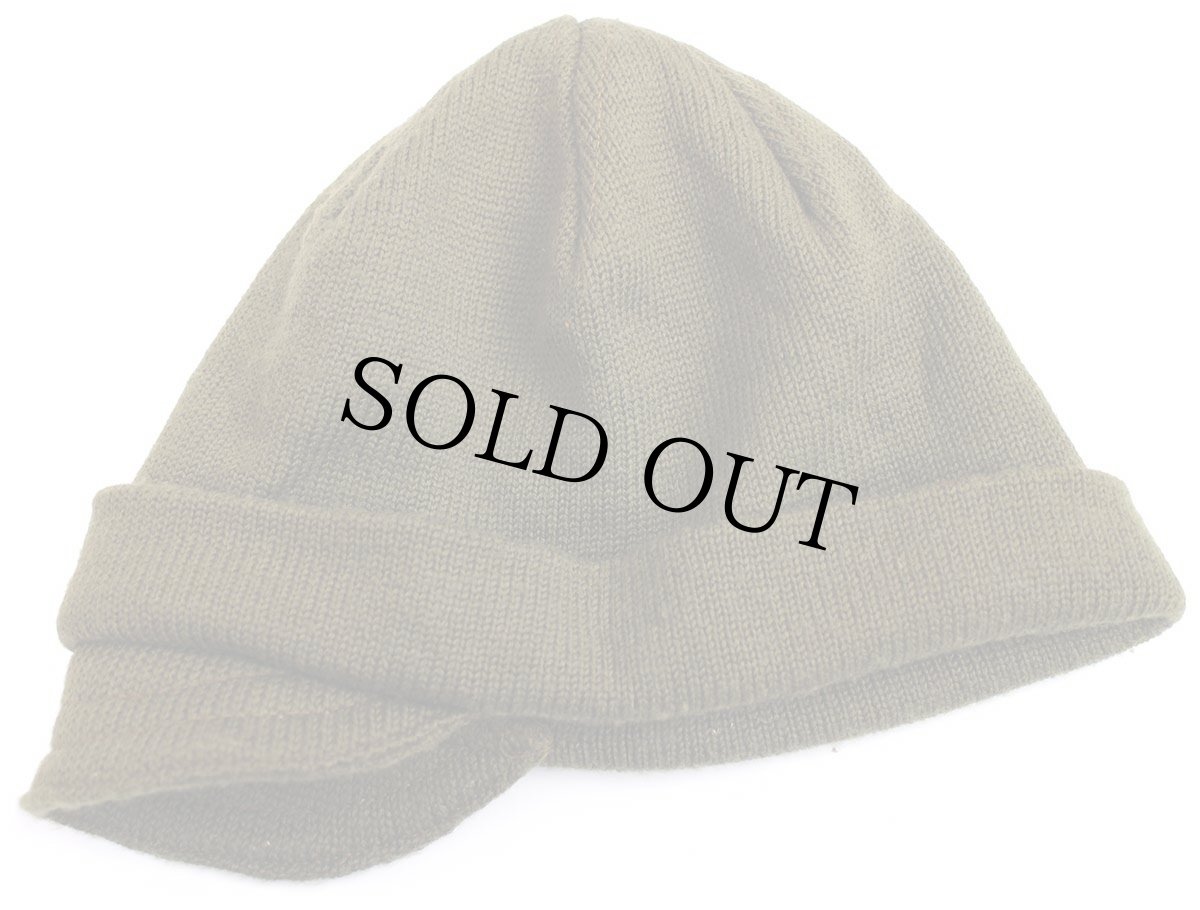 画像9: 00s イタリア軍 ツバ付き ウール ワッチキャップ オリーブグリーン★B ニットキャップ (9)