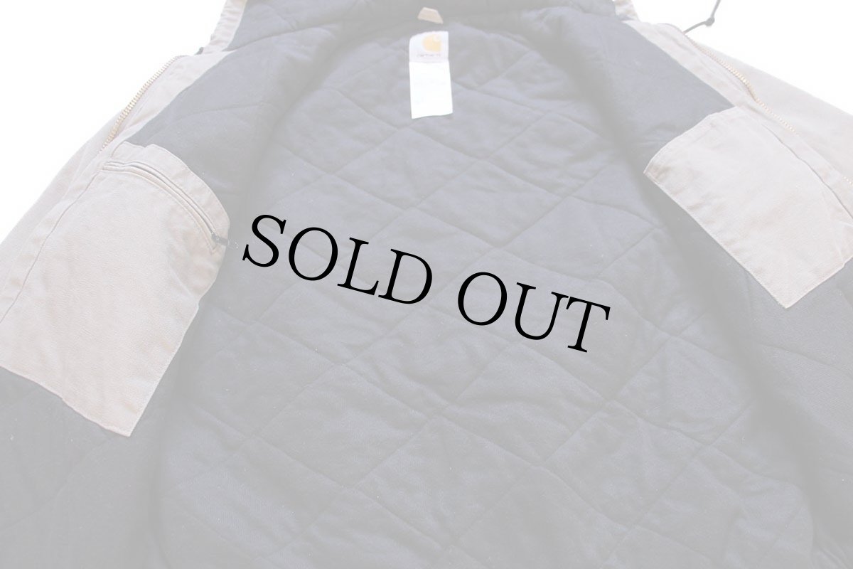 画像5: メキシコ製 carharttカーハート キルティングライナー ダック地 アクティブジャケット パーカー グレーブラウン S (5)