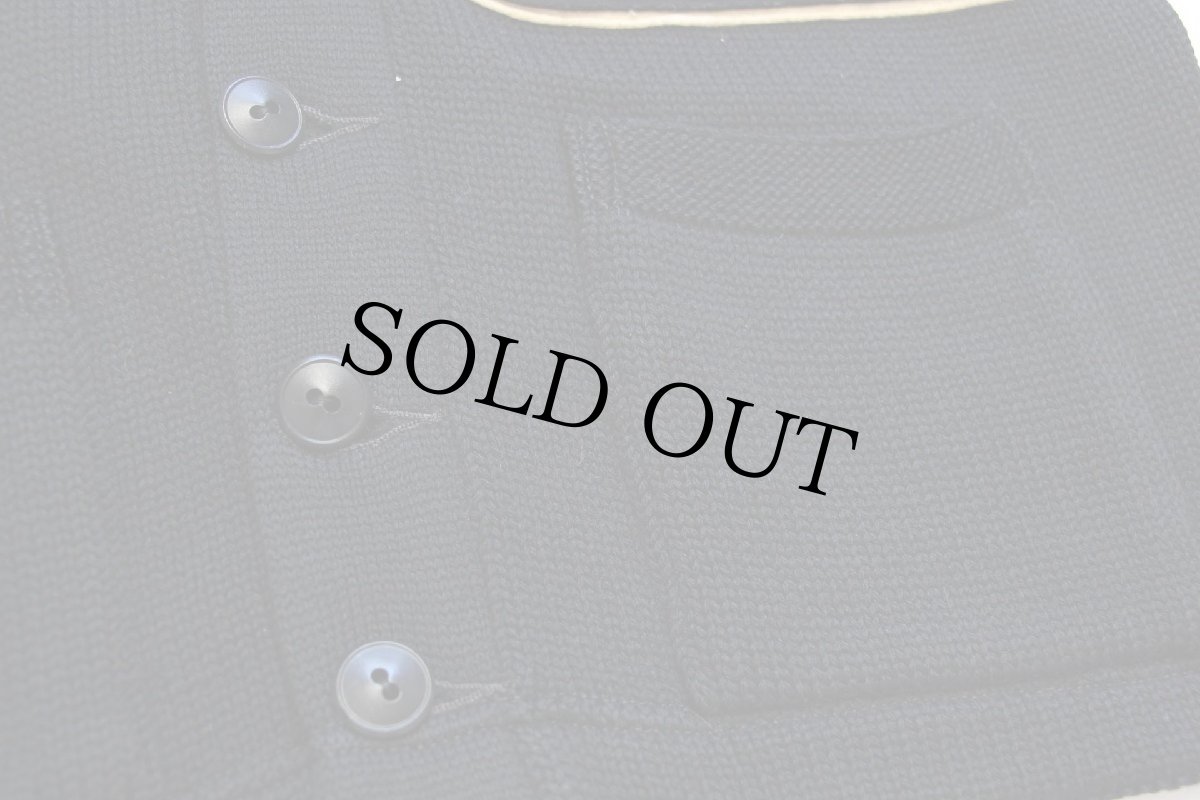 画像6: 50s UNKNOWN DEM パッチ付き パチポケ ウールニット レタードカーディガン 黒 (6)