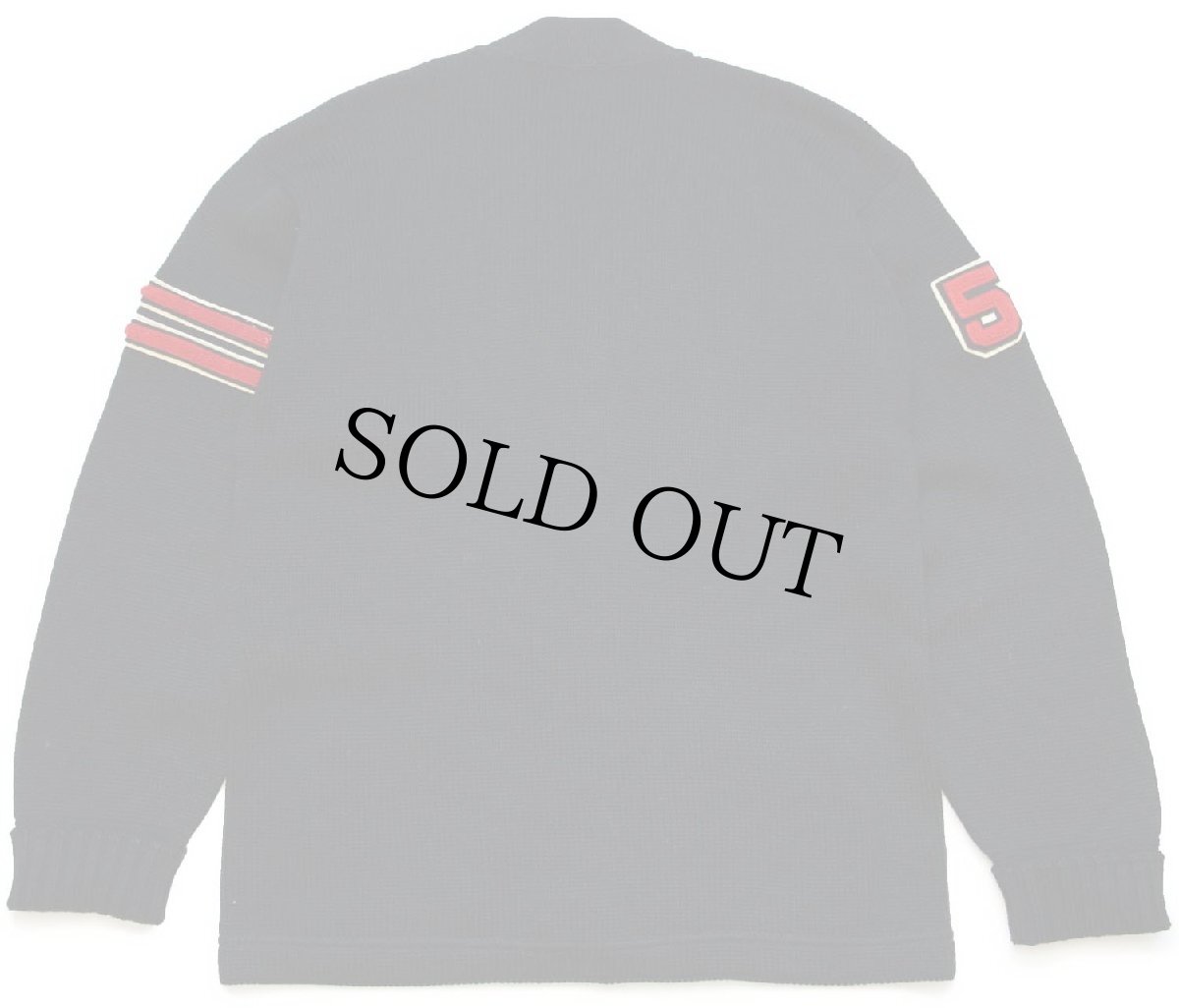 画像2: 50s UNKNOWN DEM パッチ付き パチポケ ウールニット レタードカーディガン 黒 (2)