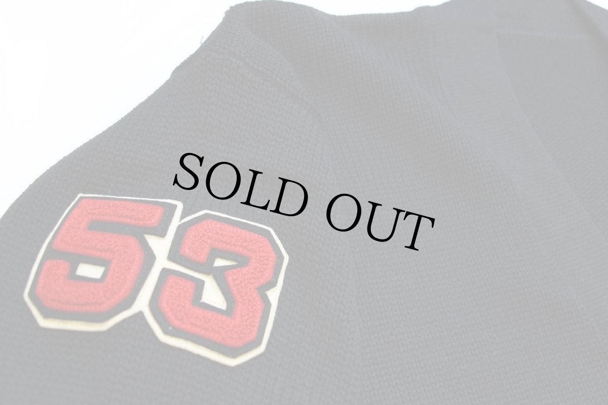 画像5: 50s UNKNOWN DEM パッチ付き パチポケ ウールニット レタードカーディガン 黒 (5)