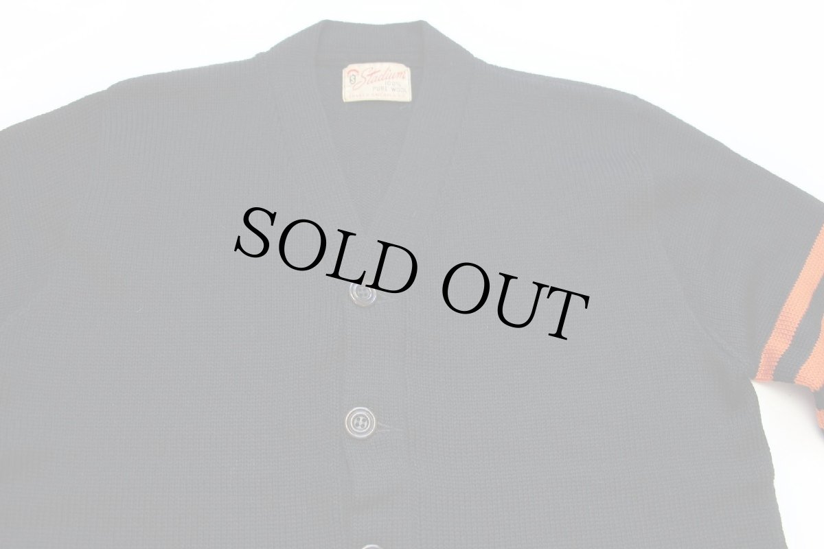 画像3: 50s Stadium ウールニット レタードカーディガン 黒 (3)