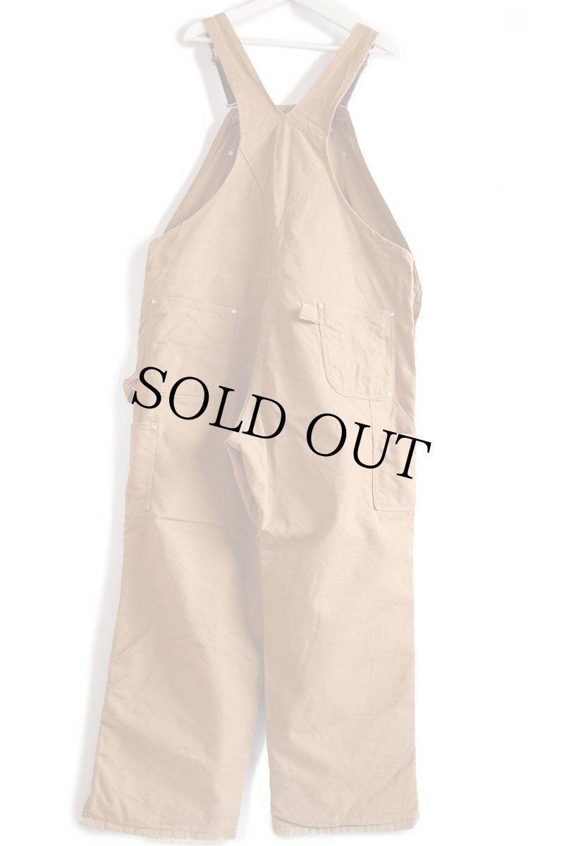 画像3: 00s USA製 carharttカーハート キルティングライナー ダブルニー ダック地 オーバーオール 茶 44×30 (3)