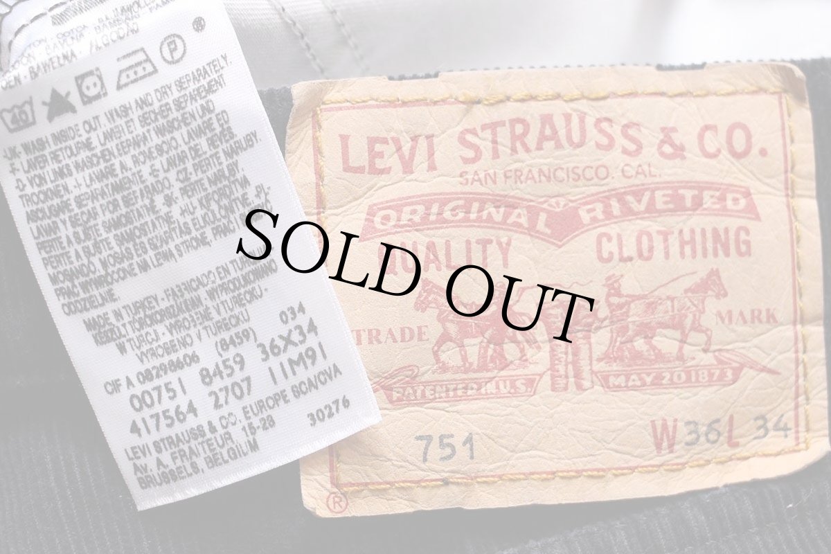 画像6: 00s トルコ製 Levi'sリーバイス 751 コーデュロイパンツ 黒 W36 L34★ユーロ (6)