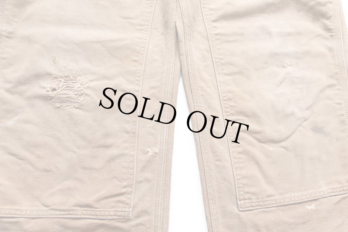 画像7: USA製 carharttカーハート ダブルニー ダック地 ペインターパンツ ボロ 茶 W38 L32 (7)